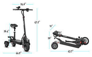 Geometry of Teewing T3 Three Wheel Electric Scooter with Seat