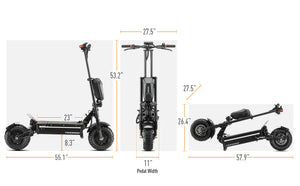 Dimensions of teewing z4 pro heavy duty electric scooter